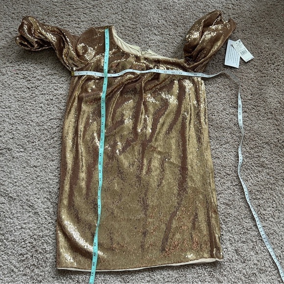 Aidan Mattox Cold One-Shoulder Gold Sequin Mini Dress NWT Size 2 - Picture 13 of 14